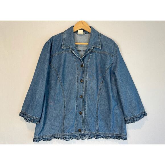 Vtg St. Germain Paris Denim Jean Jacket Women's XL Long Sleeve Shirt Button Up - Picture 1 of 5